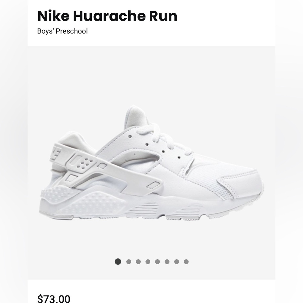 Nike Kids  toddles huarache run White Sneakers sz 8c